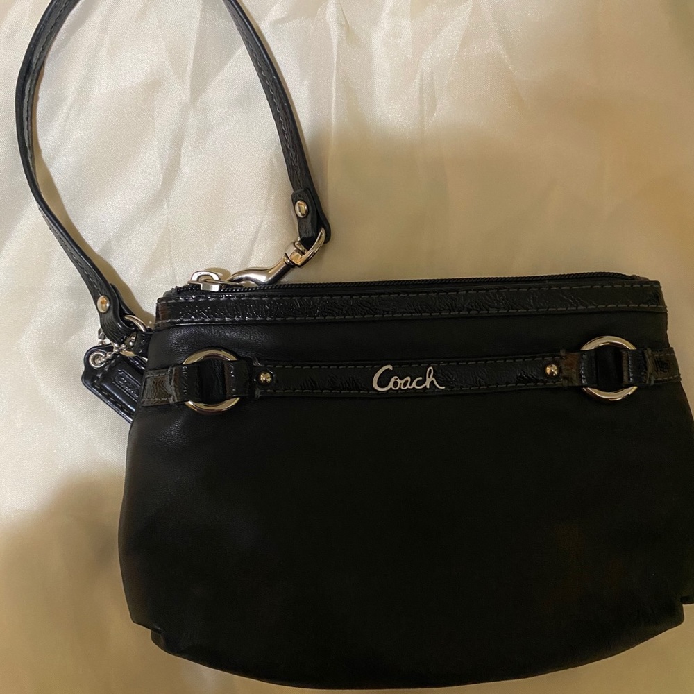 Black leather wristlet